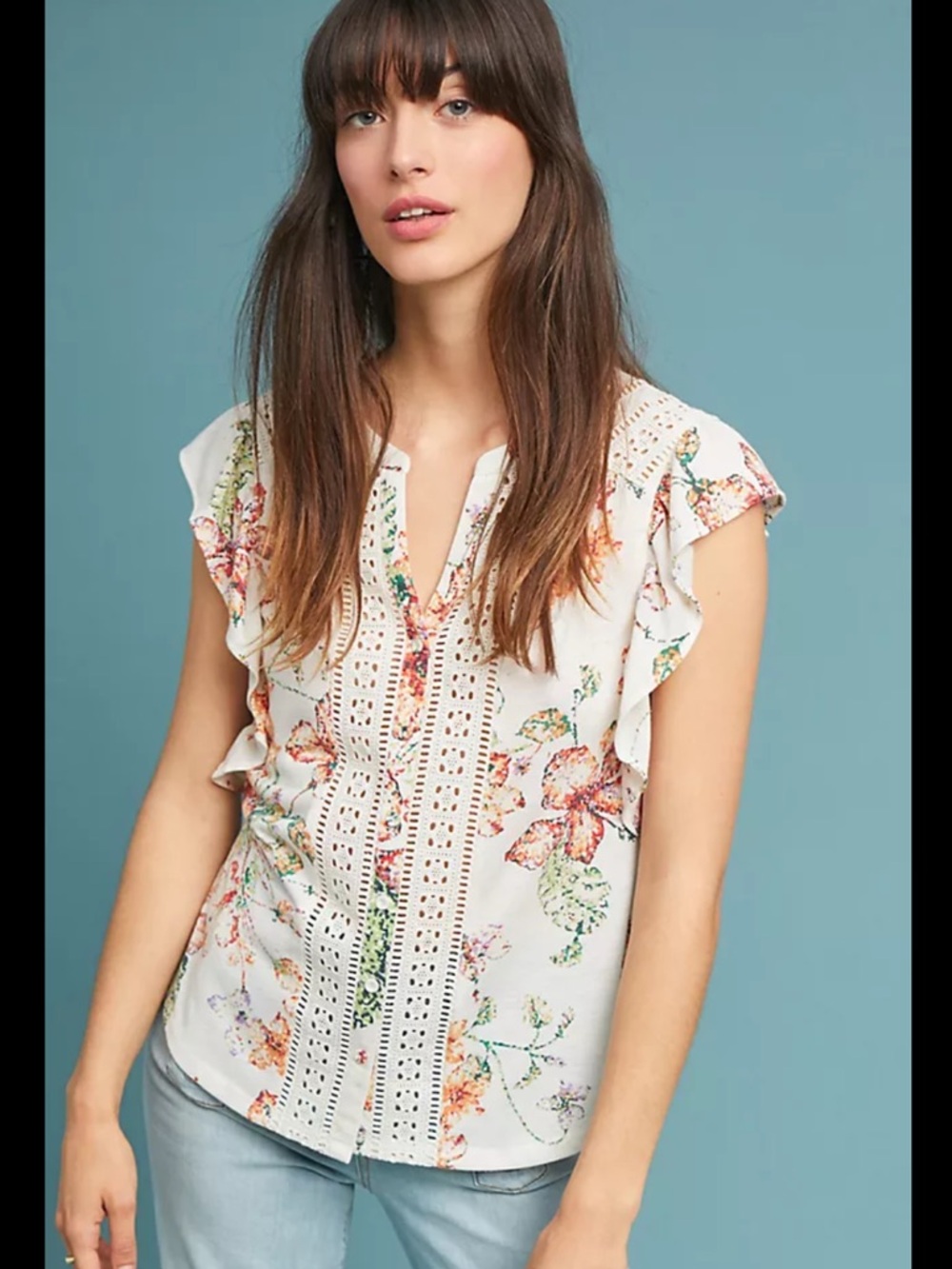 Anthropologie Mauve Kaliana Flutter Sleeve Top